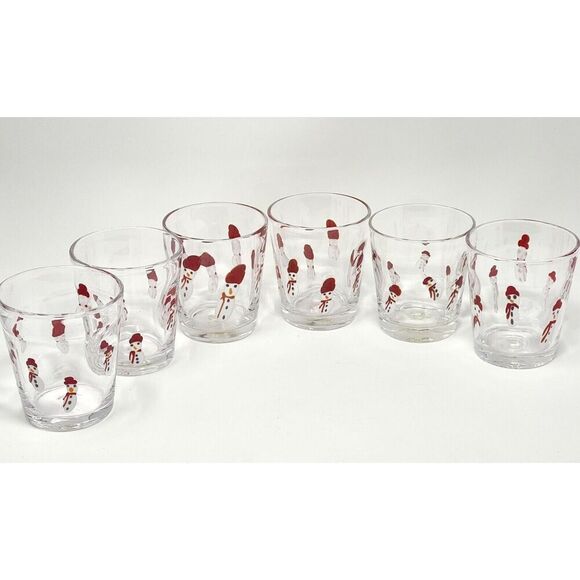 Crate & Barrel Handblown Snowman Fused Glass Tumbler Double Old Fashioned - Picture 5 of 6